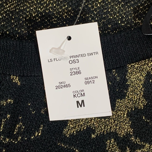 2B Bebe Womans Size Medium Black And Gold Embellished Long Sleeve Sweater New - Picture 2 of 7